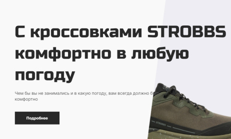 Разработать B2C сайт для отечественного производителя обуви и одежды STROBBS